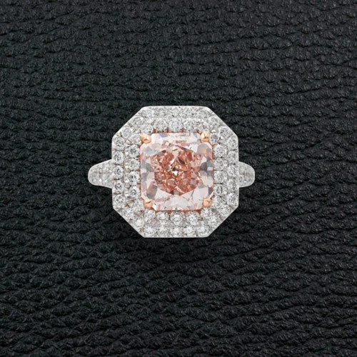 ladies rose gold rings vines -Fancy Orange-Pink Diamond Ring