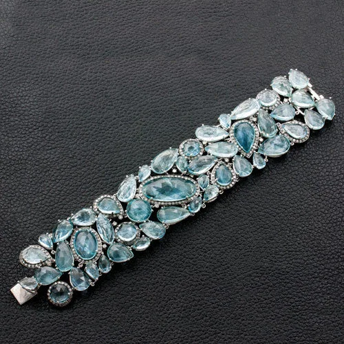 Ladies bargain glow bracelets -Aquamarine & Diamond Bracelet