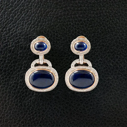 silver stud earrings for women custom -Sapphire & Diamond Earrings