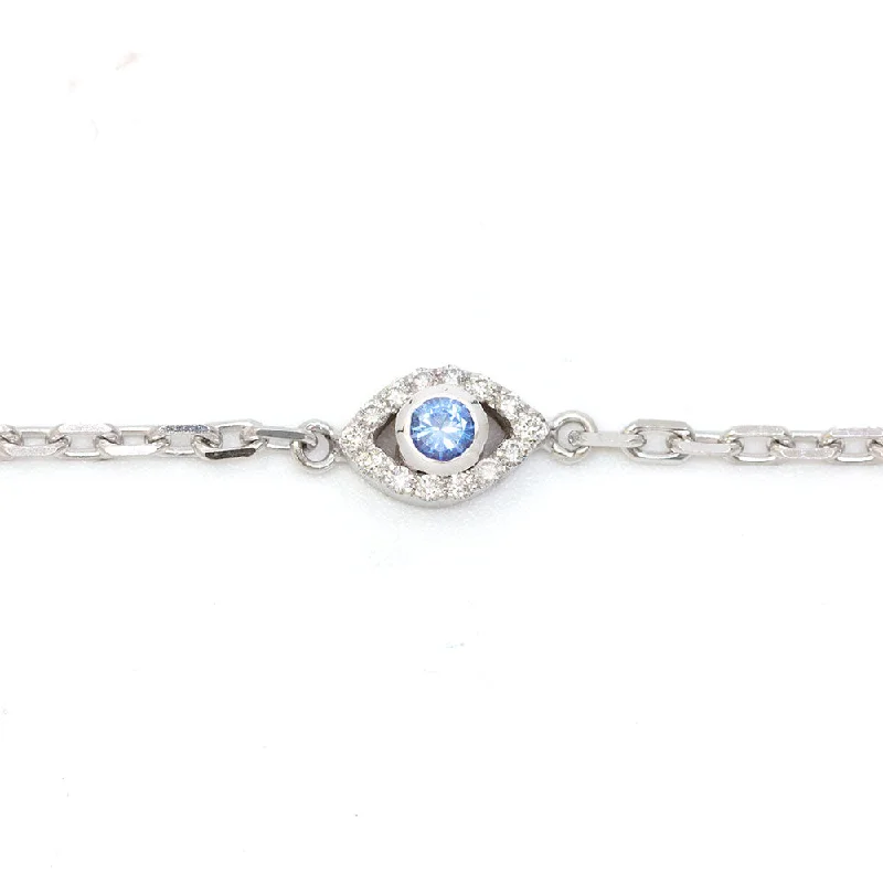 Ladies perfect round bracelets -Apotropaic Evil Eye Sapphire & Diamond Bracelet