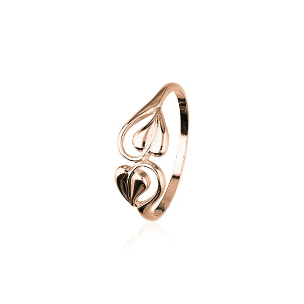 ladies silver rings hematite stones -9ct Rose Gold Ring with Leaf Design RR95