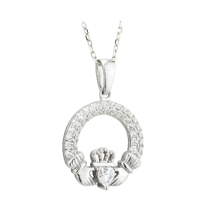 Ladies royal lapis necklaces -April Birthstone Claddagh Necklace