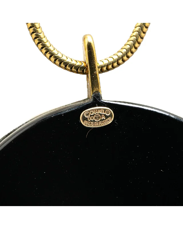 Ladies holiday sparkle necklaces -Enamel Pendant Long Necklace with Brass Chain