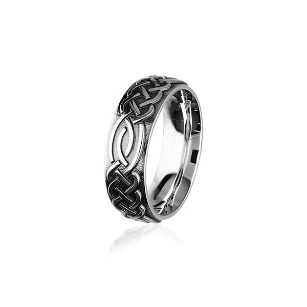 minimalist silver rings for women -Celtic Silver Ring XR404