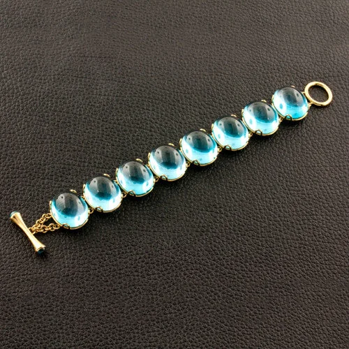 Ladies might gleam bracelets -Cabochon Blue Topaz Bracelet