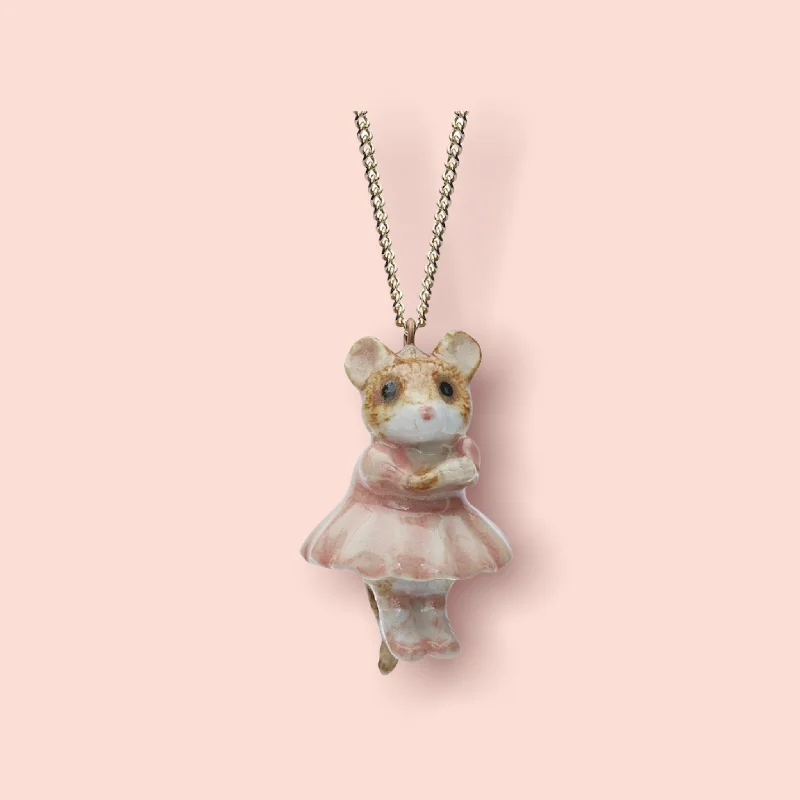 Ladies handmade artisan necklaces -Ballerina Mouse Necklace by AndMary