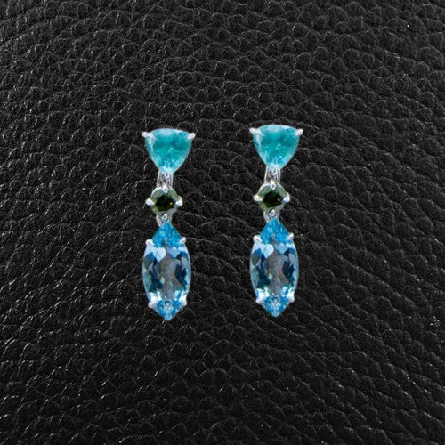 ladies earrings rope textures -Aquamarine Dangle Earrings