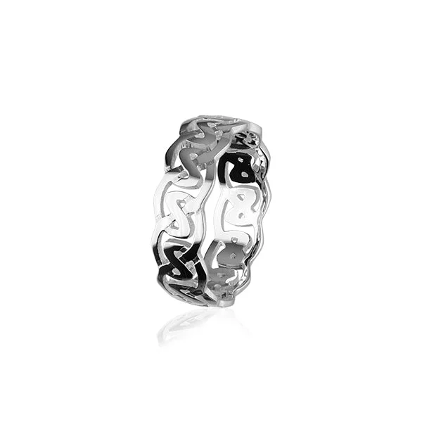 ladies gold rings butterfly motifs -Celtic Silver Ring R142