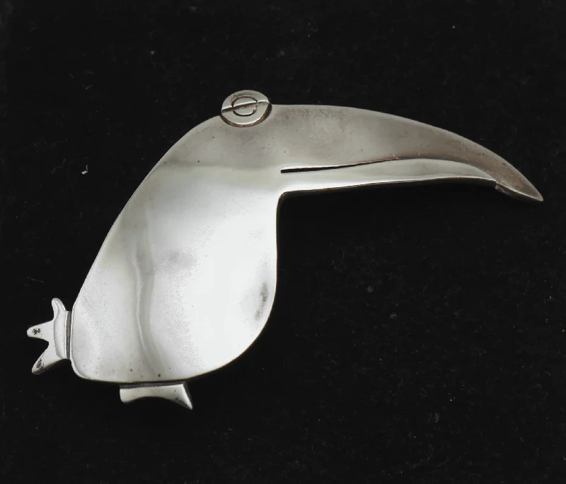 layered gem brooch for women -Vintage Sterling Silver Bird Brooch