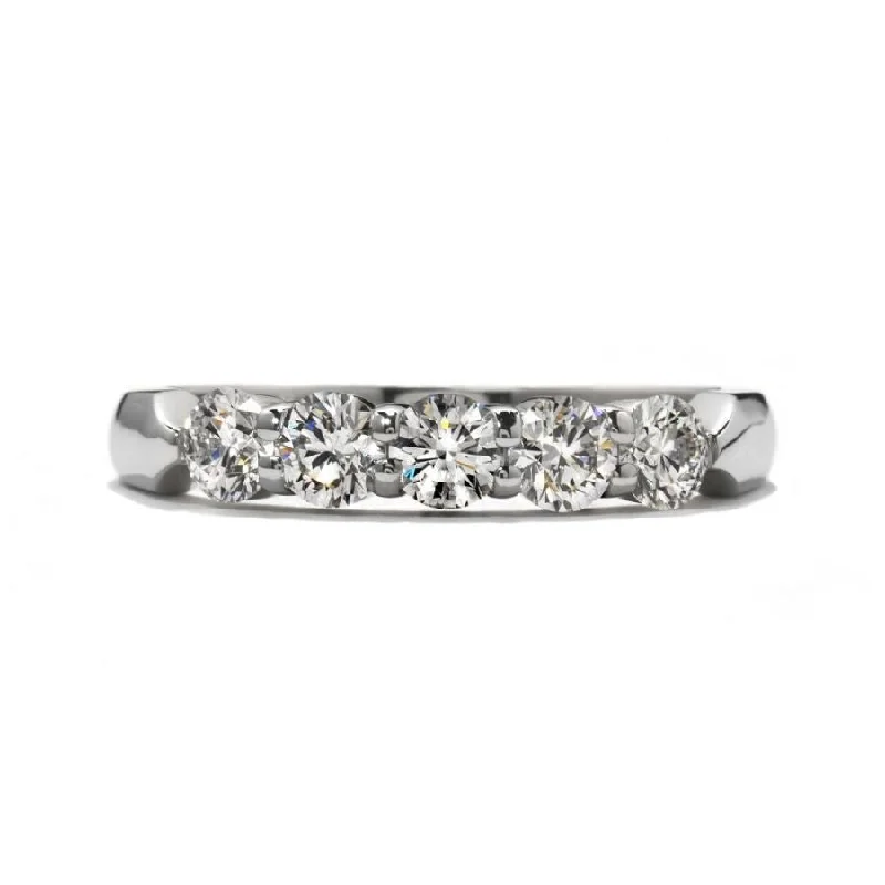 lace design rings for women -Platinum 5 Stone Diamond Eternity Ring