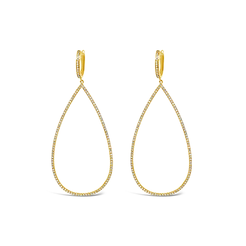 affordable ladies earrings under 30 -Pear Shaped Dangle Diamond Earrings