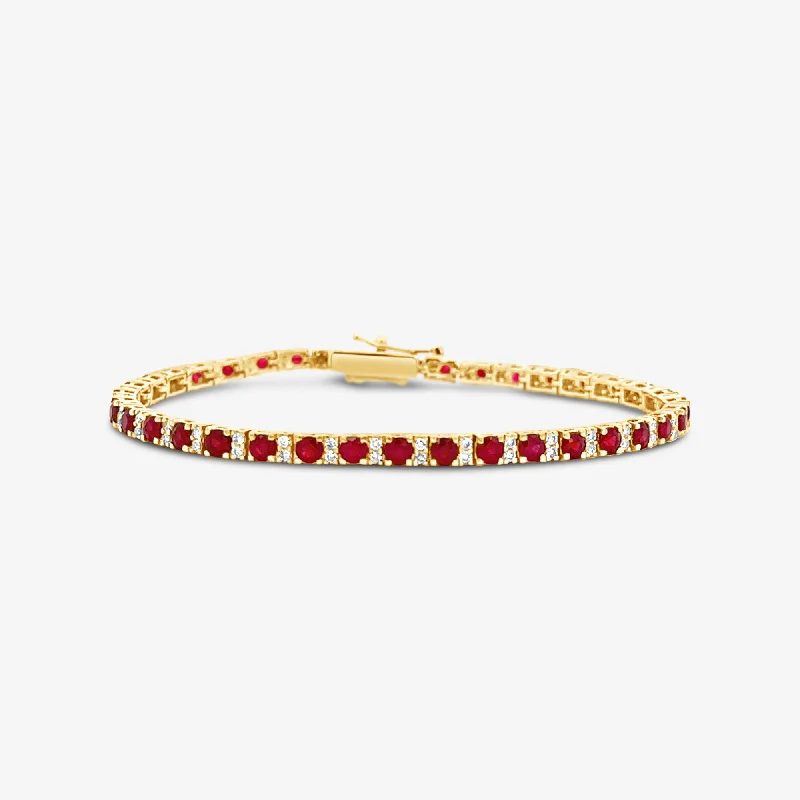 Ladies textured weave bracelets -4.60CT Ruby & Diamond Bracelet