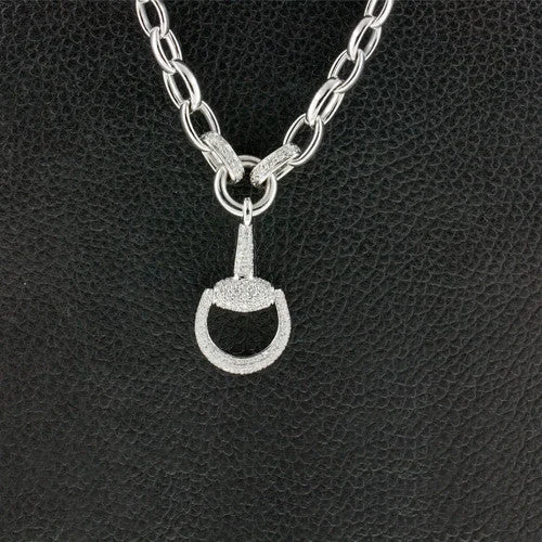 Ladies cozy fall necklaces -Diamond Stirrup Necklace