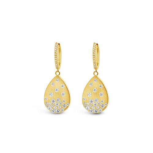 gold filigree earrings for women -Diamonds in Pear Shape Dangle Earrings