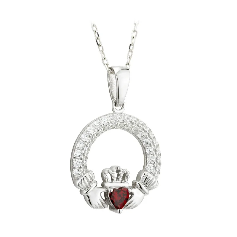 Ladies exclusive craft necklaces -January Birthstone Claddagh Necklace