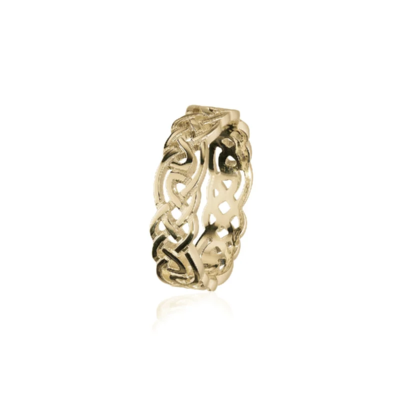 gold bold band rings for women -Celtic Gold Ring GR129