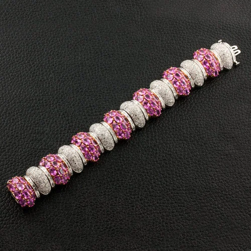 Ladies mute shine bracelets -Pink Sapphire & Diamond Bracelet