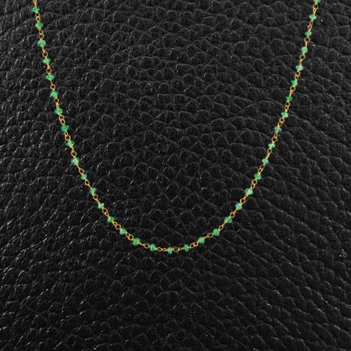 Ladies stone birth necklaces -Emerald Bead Necklace