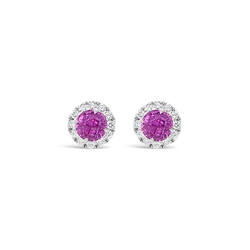 minimalist stud earrings for women -Pink Sapphire & Diamond Earrings