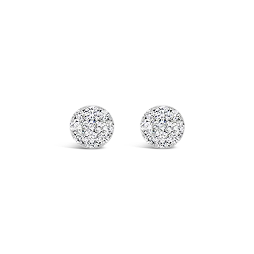 ladies rose gold earrings circles -Cluster Diamond Earrings