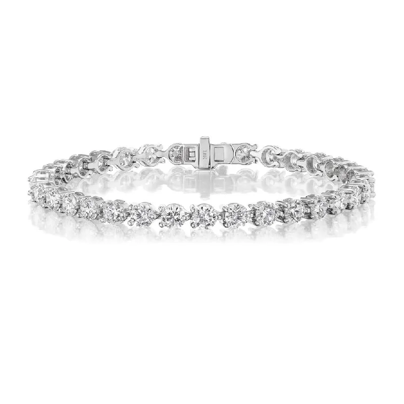 Ladies stone flash bracelets -18K White Gold Three Prong Diamond Tennis Bracelet - 1.82cttw