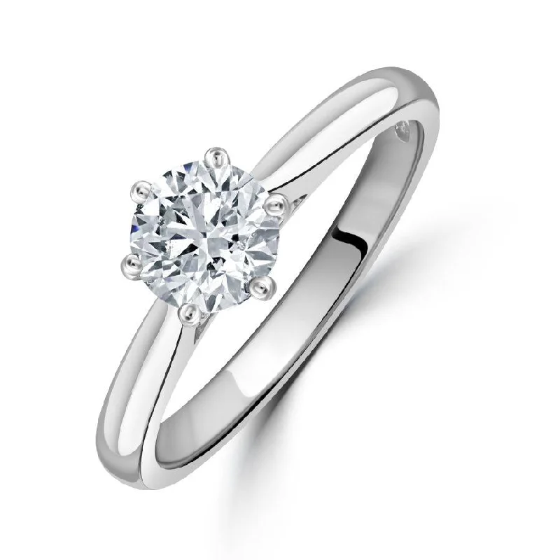 tribal rings for women unique -0.90ct Round Brilliant Cut Diamond Solitaire Platinum Ring