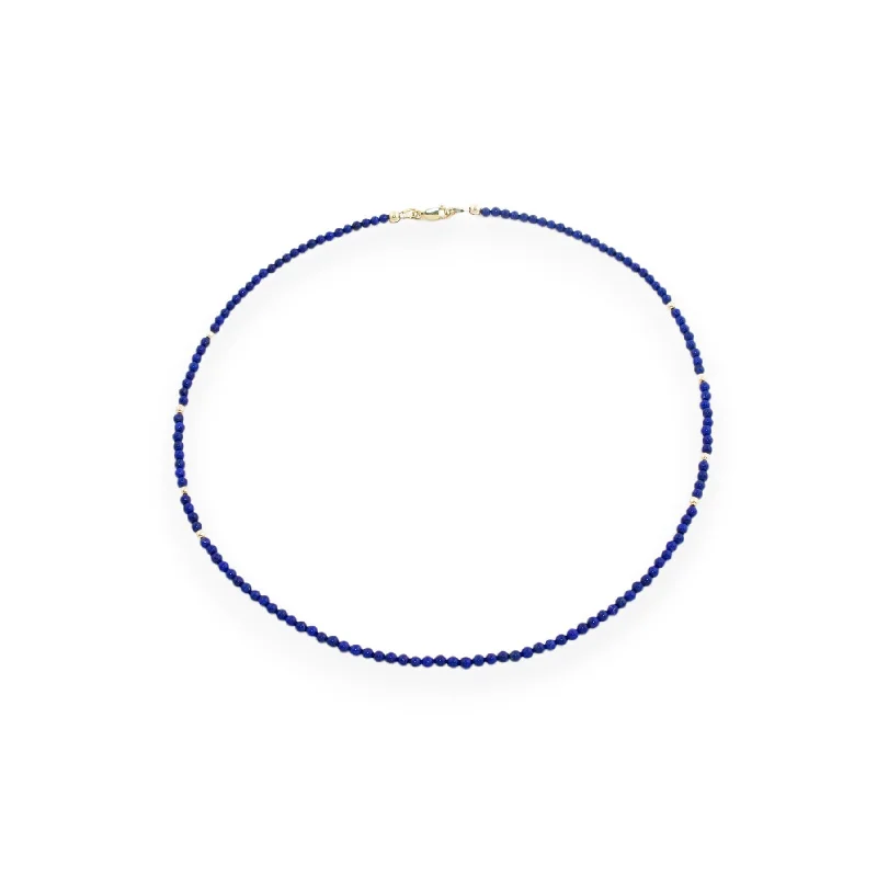 Ladies endless infinity necklaces -18" Lapis Lazuli x Gold Beaded Necklace