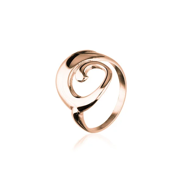 ladies yellow gold rings curves -Simply Stylish Rose Gold Ring RR337