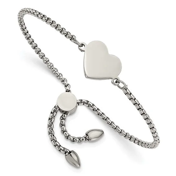 Ladies siren wave bracelets -Stainless Steel Polished Heart Adjustable Bracelet