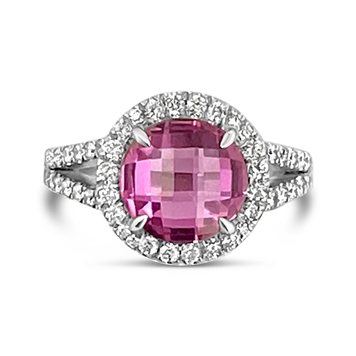 wave texture rings for women -Pink Sapphire & Diamond Ring