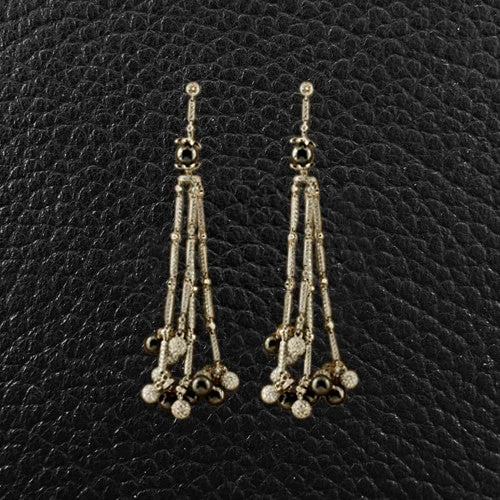 ladies gold earrings celestial motifs -Black Diamond Bead Earrings