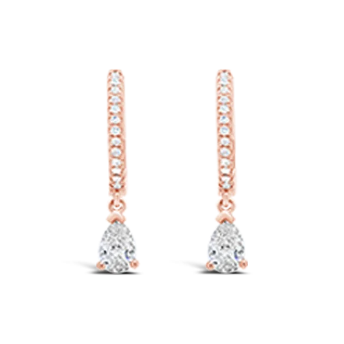 floral tassel earrings for women -Diamond Dangle Earrings in Rose Gold