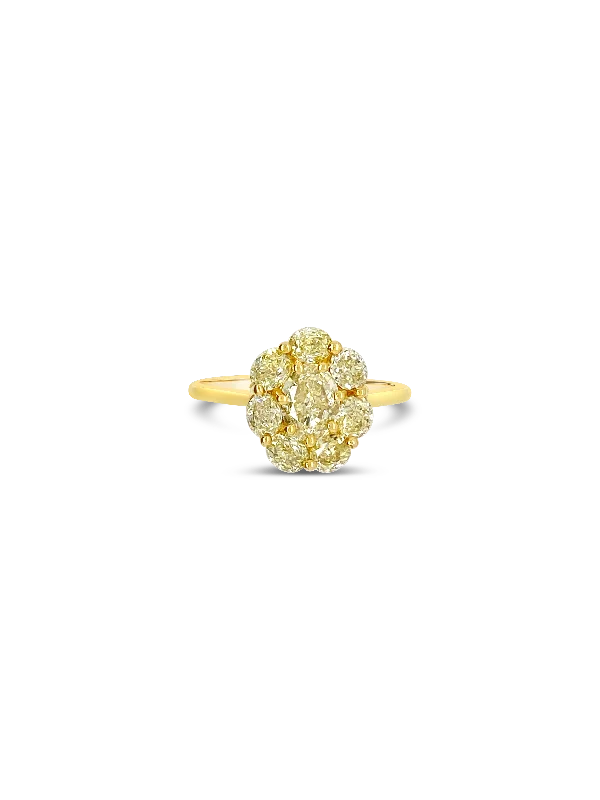 delicate rings for women small fingers -Yellow Diamond Cluster Ring