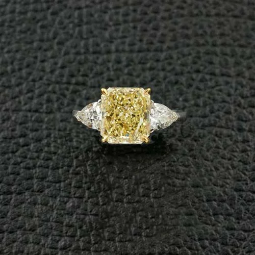 ladies gold rings for daily wear -Radiant cut Yellow Diamond Engagement Ring