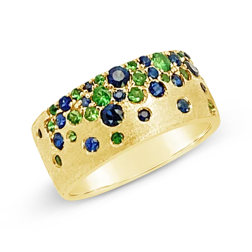 affordable ladies rings under 50 -Tsavorite & Sapphire Ring