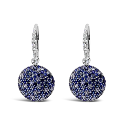 minimalist silver earrings for women -Sapphire & Diamond Dangle Disc Earrings