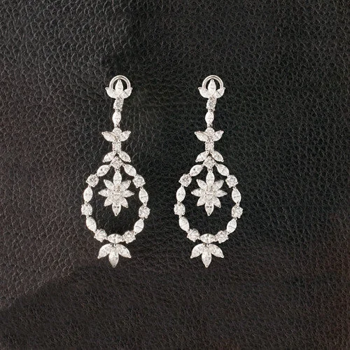 hammered texture earrings for women -Diamond Chandelier Earrings