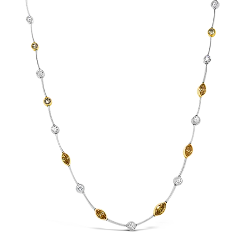 Ladies pearly moonstone necklaces -Yellow & White Diamond Necklace