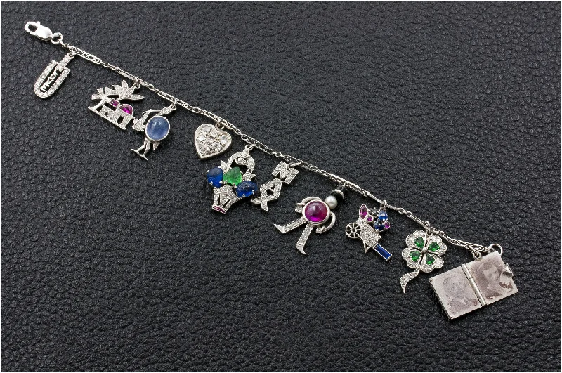 Ladies refined shine bracelets -Estate Charm Bracelet