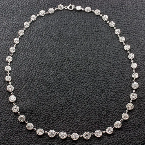 Ladies solid steel necklaces -Round Diamond Necklace