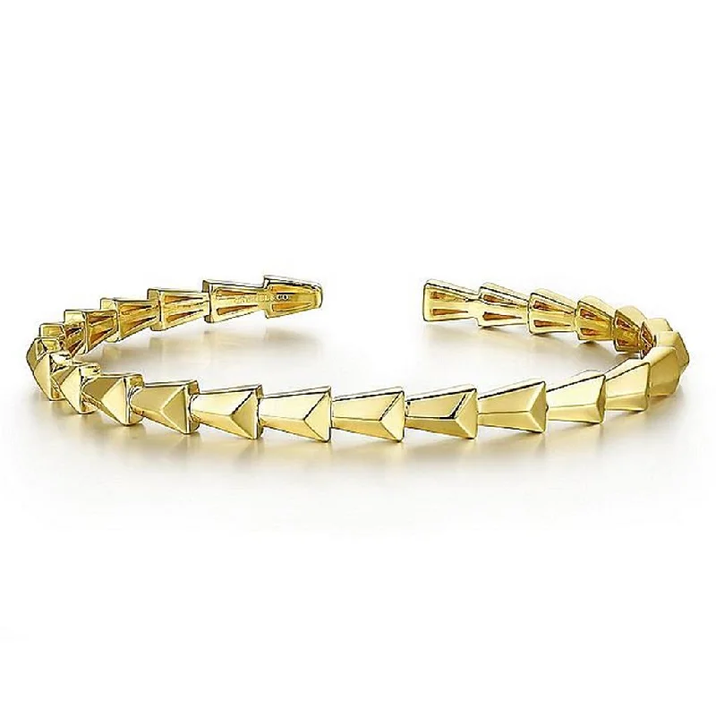 Ladies glamorous luxury bracelets -Gabriel & Co 14k Yellow Gold Geometric Open Bangle Bracelet