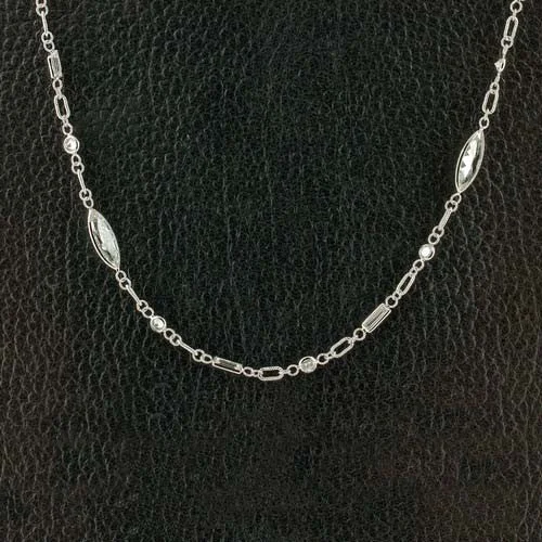 Ladies heritage grace necklaces -Diamond Studded White Gold Chain Necklace