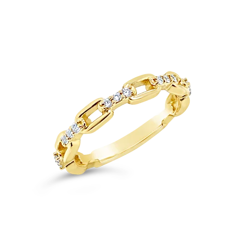 matte gold rings for women -Gold & Diamond Link Ring