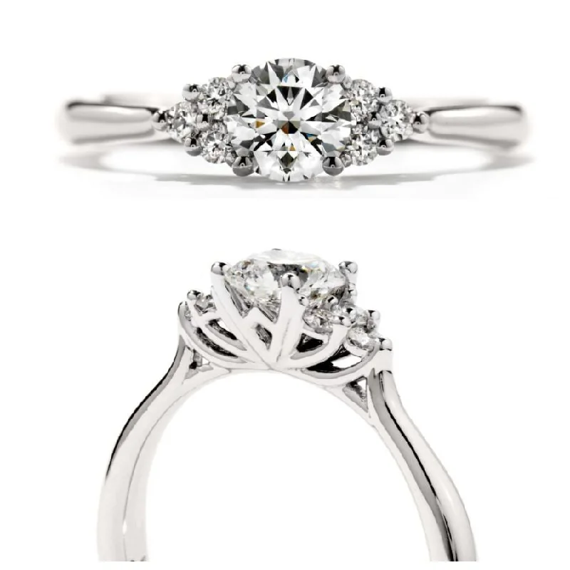 stylish silver rings for women online -18ct white gold Felicity Queen Anne diamondset ring