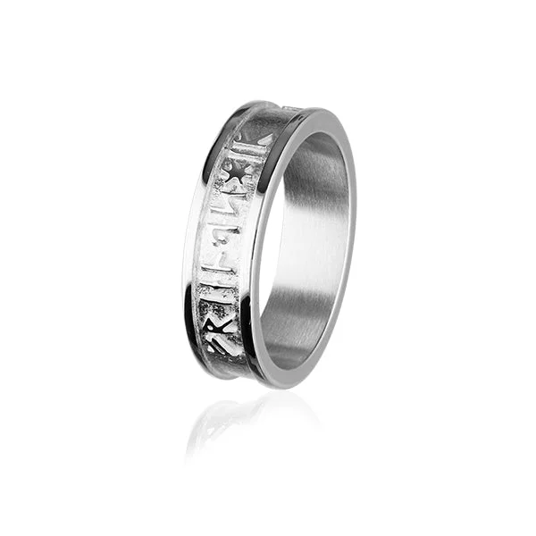 ladies rings geometric designs -Runic Silver Ring XR237