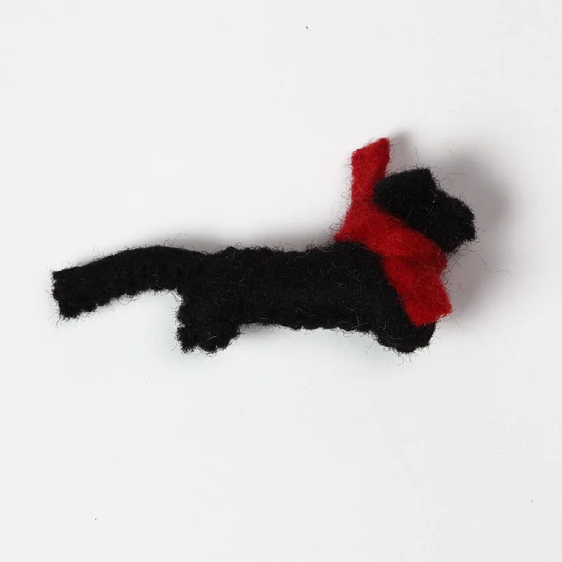 ladies brooch opal inlays -Amica Cute Black Felt Sausage Dog Brooch