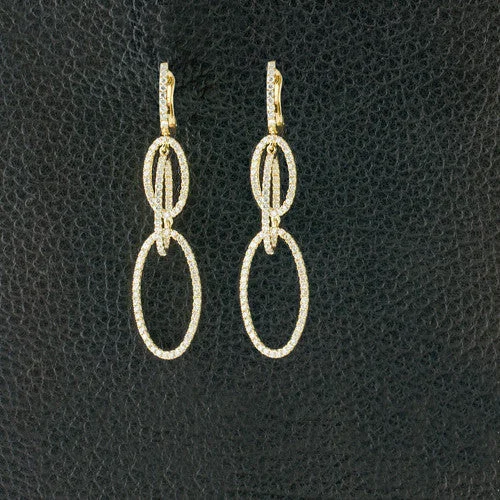 gold moon design earrings for women -Diamond Dangle Ovals Earrings