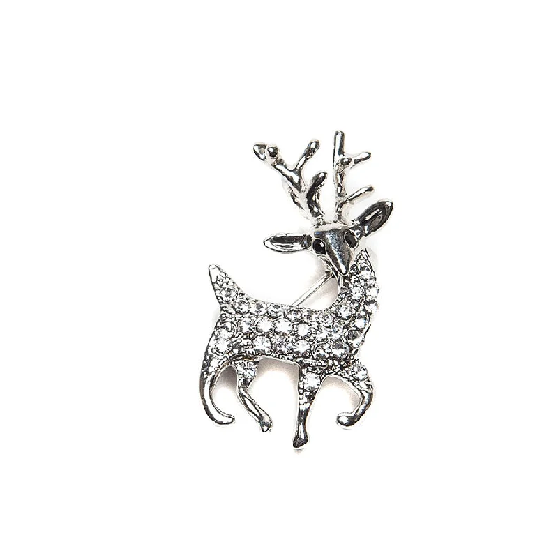 ladies brooch twisted edges -Sparkly Crystal Deer Brooch