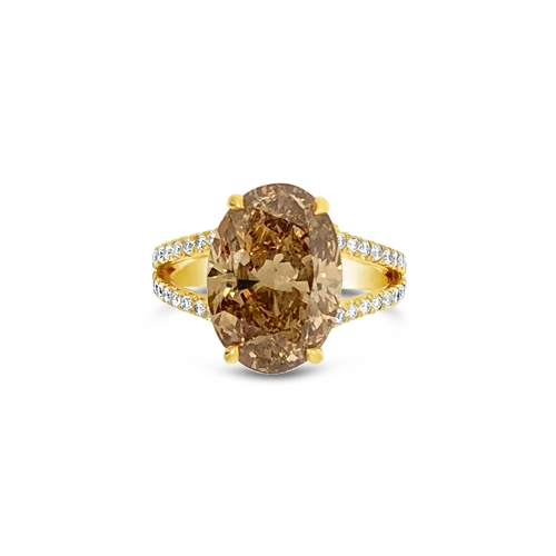 ladies yellow gold rings stars -Brown Diamond Engagement Ring