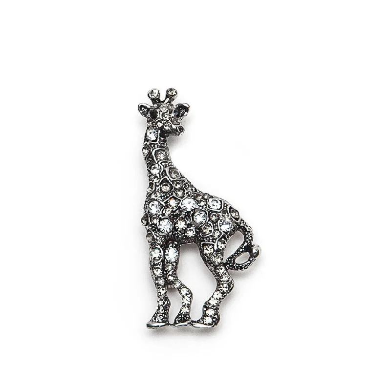 brooch for women with birthstones -Sparkly Diamante Giraffe Brooch